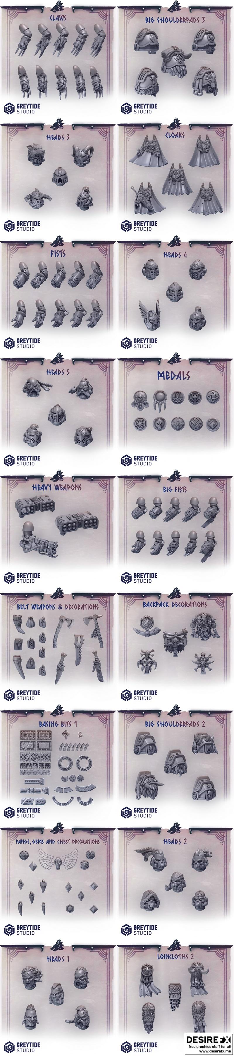 灰潮工作室 - 狂怒猎犬精英 - 3D打印模型|GreyTide Studio – Primal Hounds Elite set – 3D Print Model STL