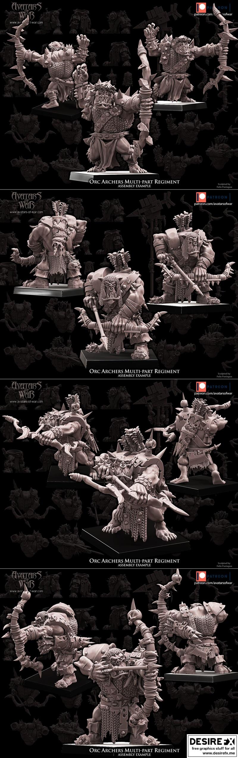 战争之魂——兽人弓箭手多部件军团 3D打印模型|Avatars of War – Orc Archers Multipart Regiment – 3D Print Model STL
