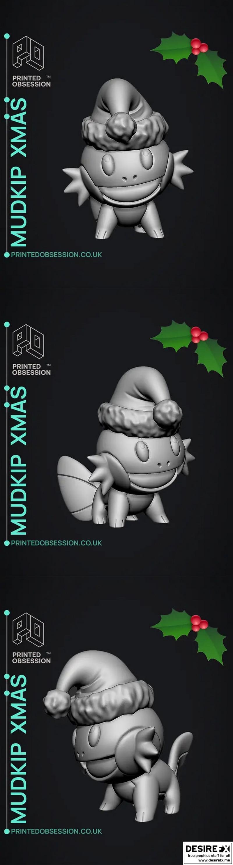 Mudkip圣诞节3D打印模型|Mudkip Xmas – 3D Pint Model
