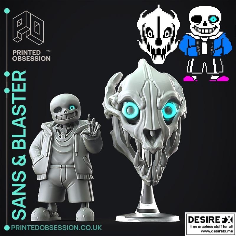 《Undertale 3D打印模型：Sans与Gaster》|Sans and Gaster Blaster – Undertale – Fan Art – 3D Print Model STL