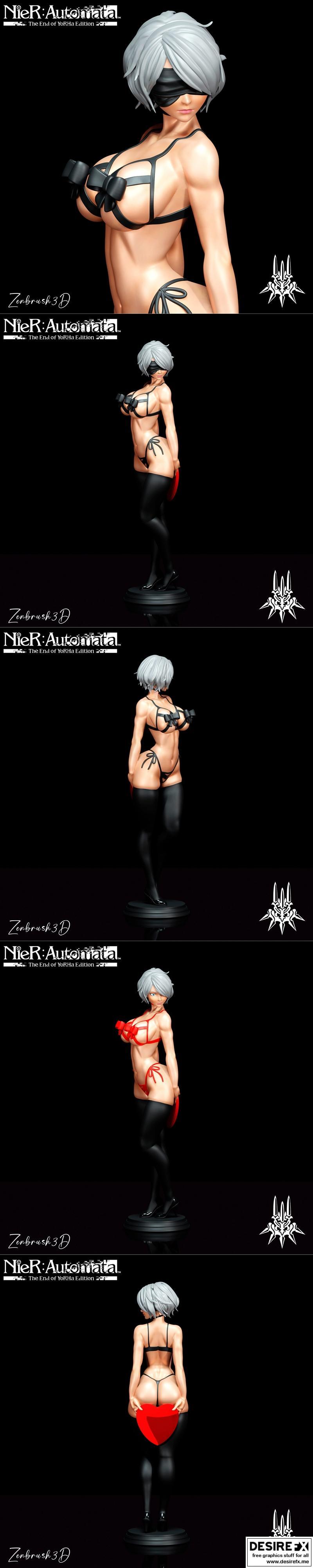 2B - 尼尔：自动人形 - 3D打印模型|2B – Nier Automata – NFSW Valentines Day – 3D Print Model STL
