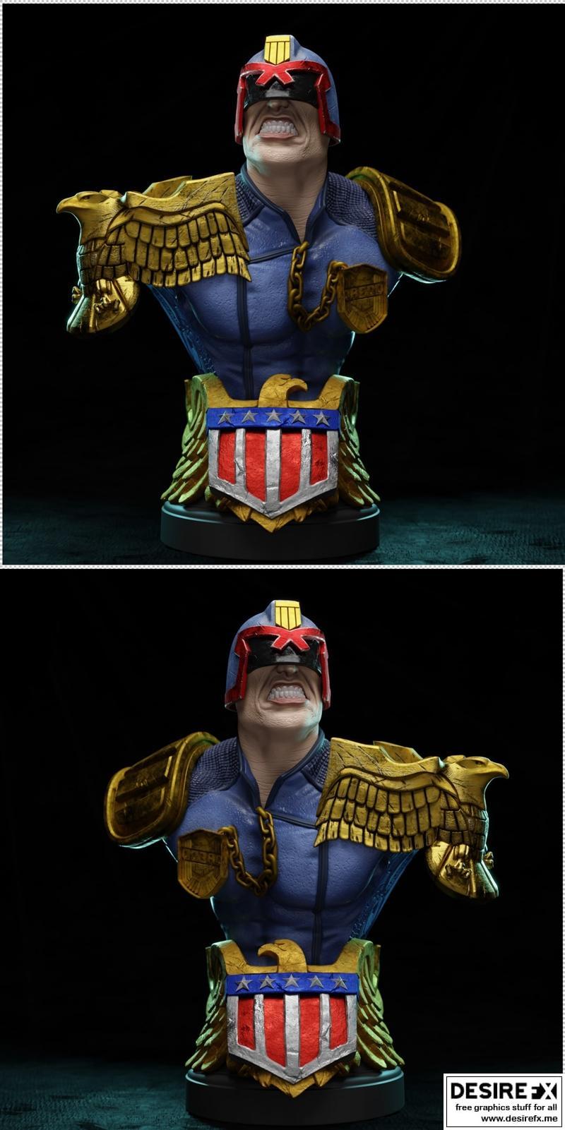 Judge Dredd 3D打印模型|Judge Dredd Bust – 3D Print Model STL