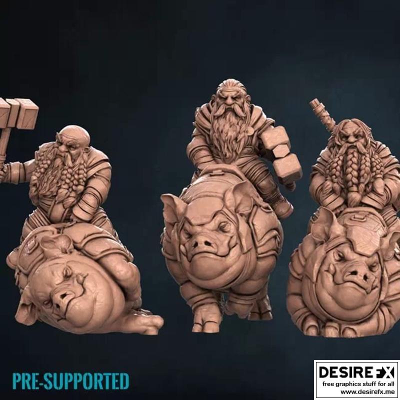 矮小野猪骑手——3D打印模型|Dwarf Hog Riders – 3D Print Model STL