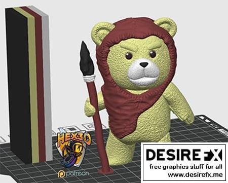 Hex3D - 伊沃克 - 3D打印模型|Hex3D – Ted Ewok – 3D Print Model STL