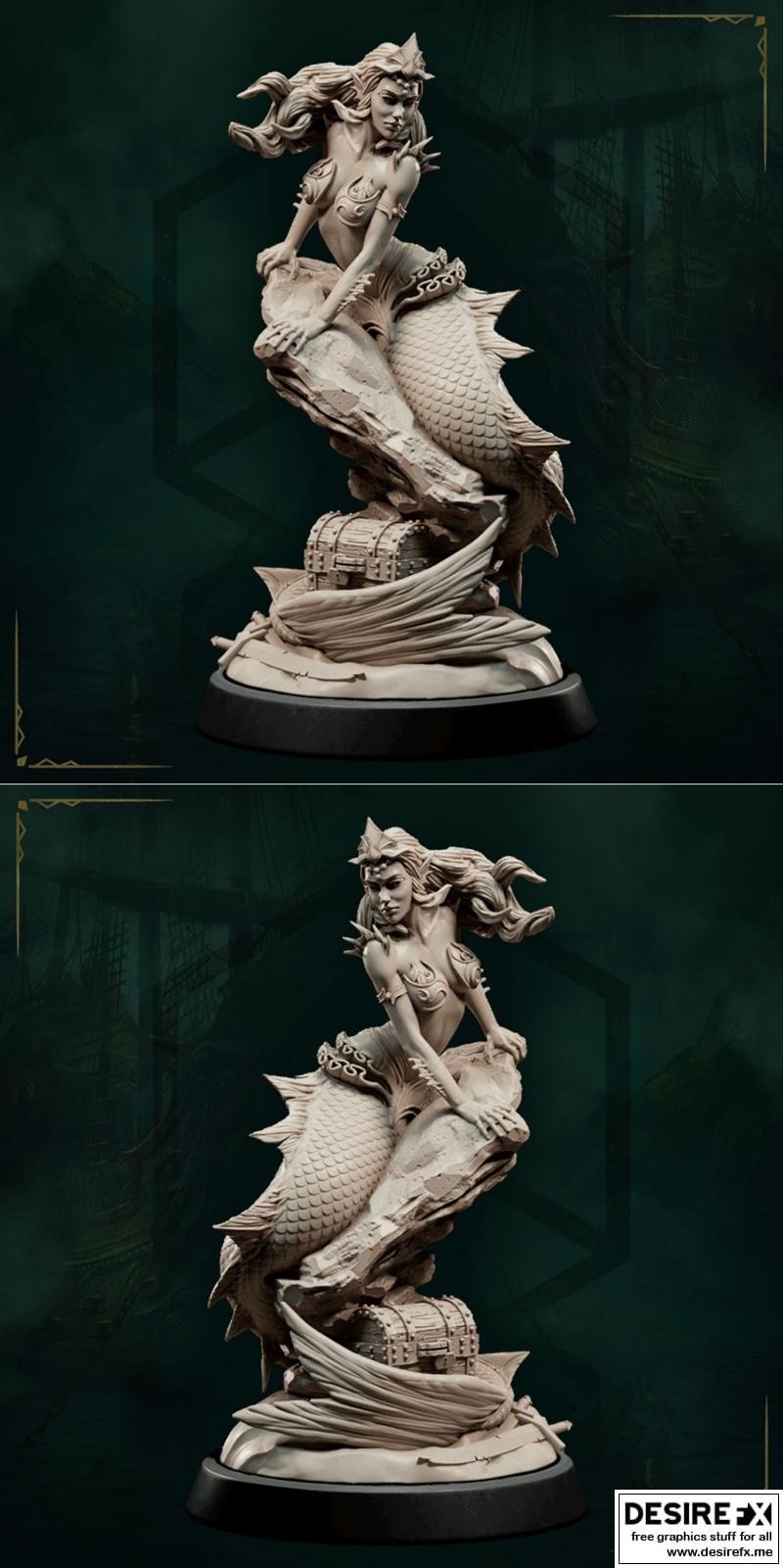 Mermaid - 3D打印模型 - 海洋生物角色设计|Mermaid – 3D Print Model STL