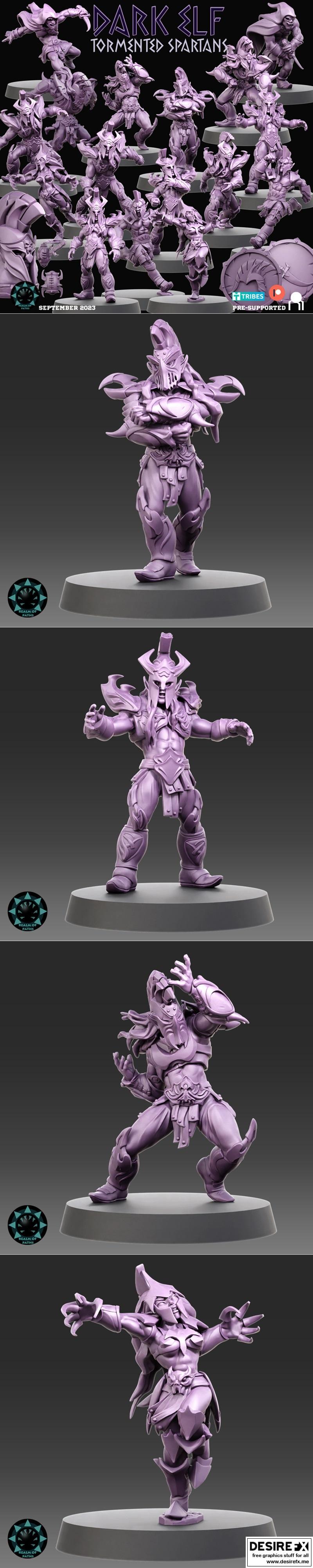 路径之域——暗精灵——受苦的斯巴达战士 3D打印模型|Realm of Paths – Dark Elf – Tormented Spartans – 3D Print Model STL