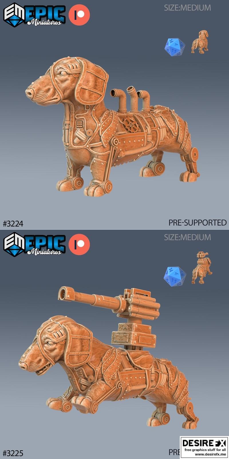 史诗微型模型——达克斯犬攻击与守卫3D打印模型|Epic Miniatures – Construct Dachshund Attack and Guarding – 3D Print Model STL