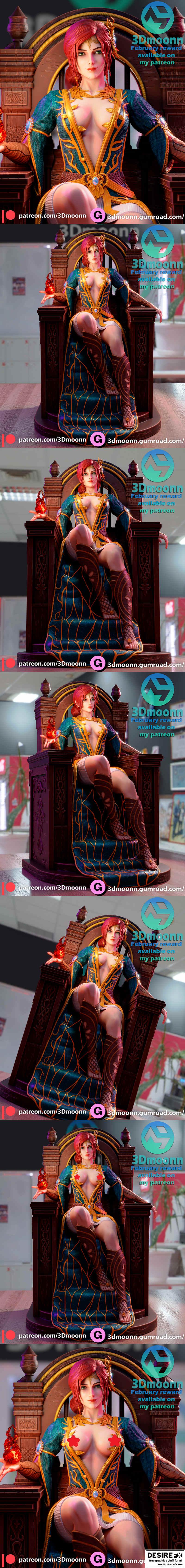 3D打印模型：Triss Merigold 人物造型|3Dmoonn – Triss Merigold – 3D Print Model