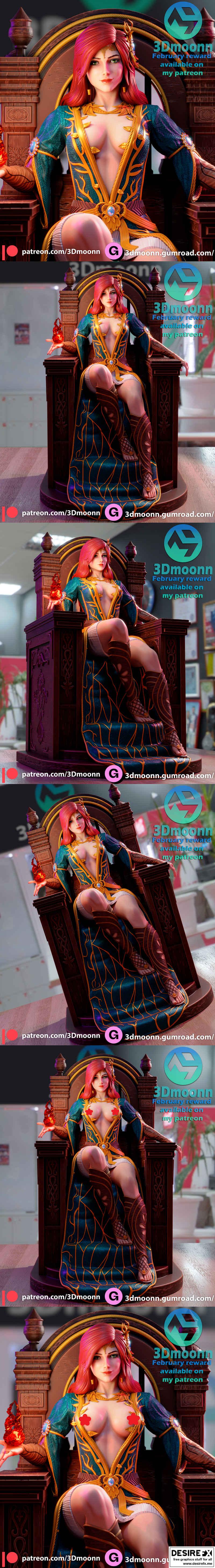 3D打印模型：Triss Merigold 人物造型|3Dmoonn – Triss Merigold – 3D Print Model
