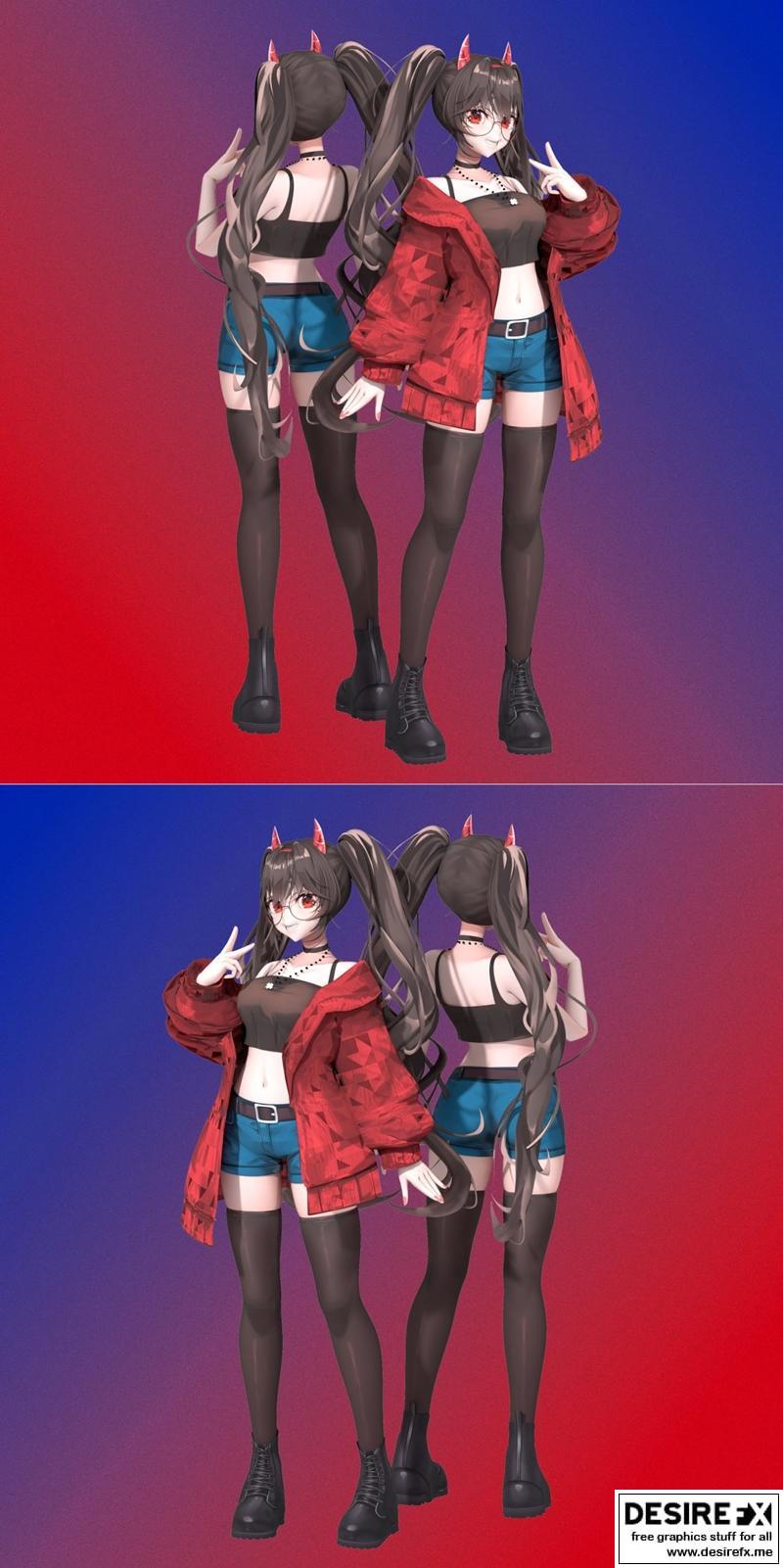 血色原創角色——3D打印模型|Scarlet Original Character – 3D Print Model STL