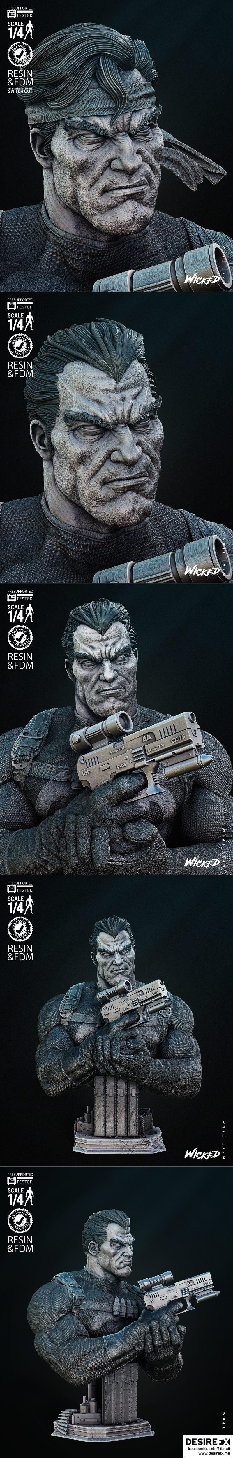 Wicked - 惩罚者 - 3D打印模型|Wicked – Punisher Bust – 3D Print Model STL