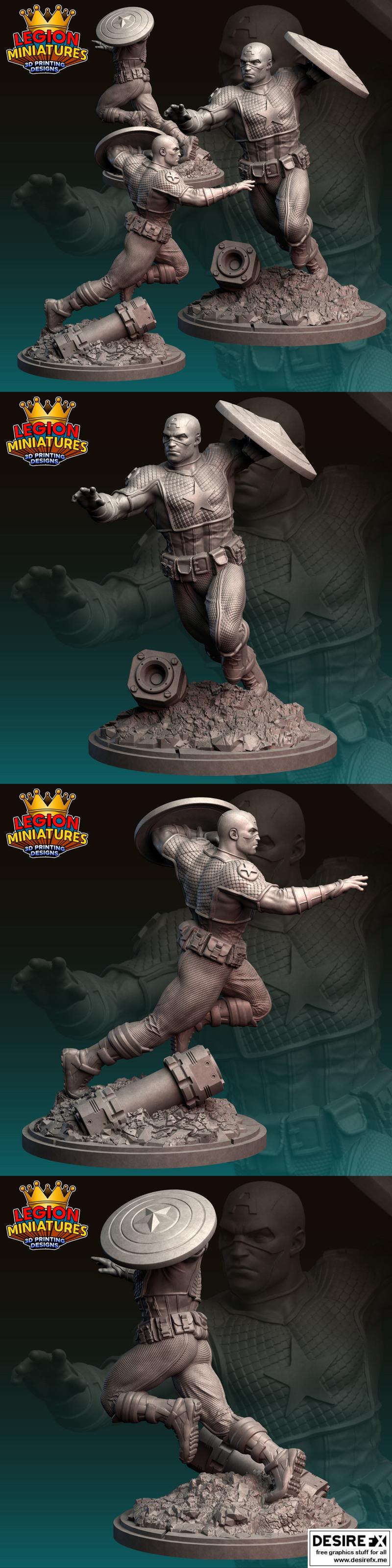 漫威危机协议 终极美国队长 3D打印模型|Marvel Crisis Protocol – Ultimate Captain America – 3D Print Model