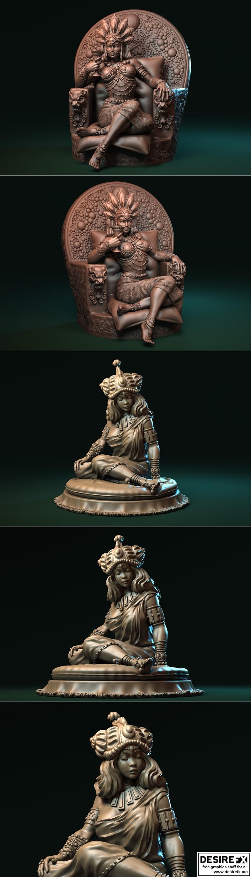 女王塔米斯与侍女尼克卡——3D打印模型|Queen Tamesis and Nykka the lady in waiting – 3D Print Model STL