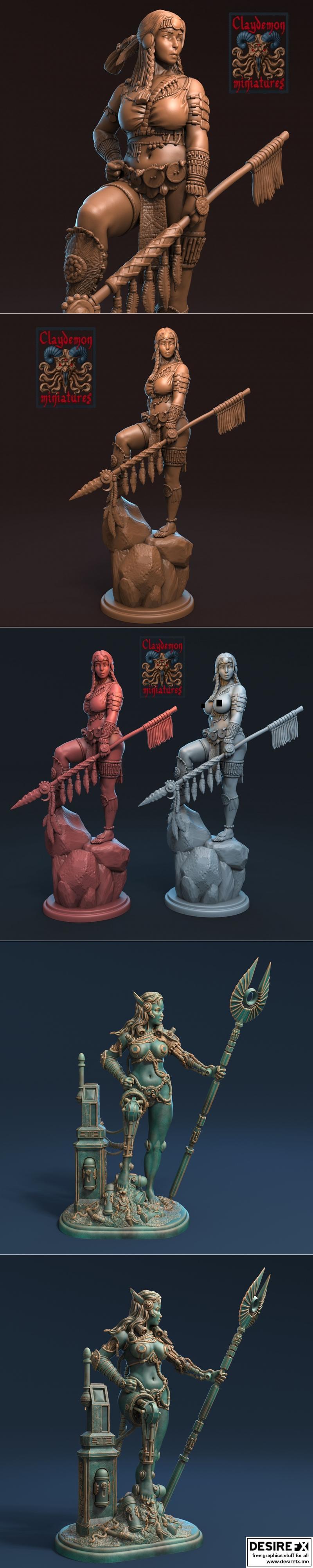 Yona与Cyberjen——3D打印模型|Yona the buffalo huntress and Cyberjen – 3D Print Model STL