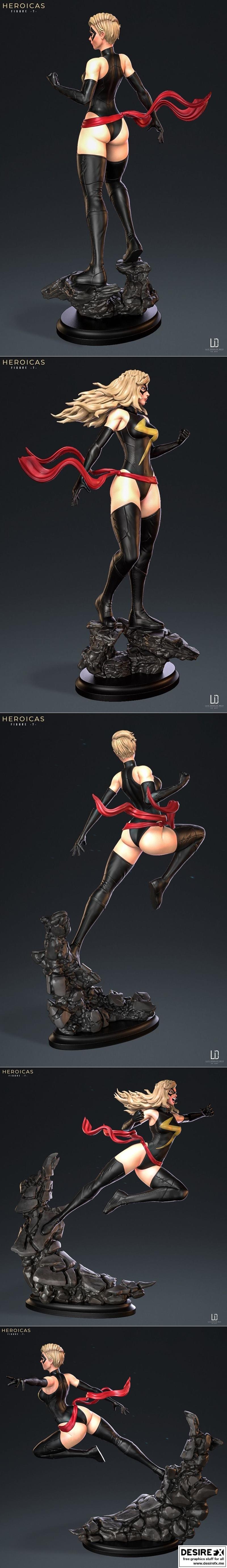 英雄姐妹图7 - 复仇者联盟 - 莫比乌斯女侠 3D打印模型|Heroicas – Figure 7 – D2 – Ms Marvel – 3D Print Model STL