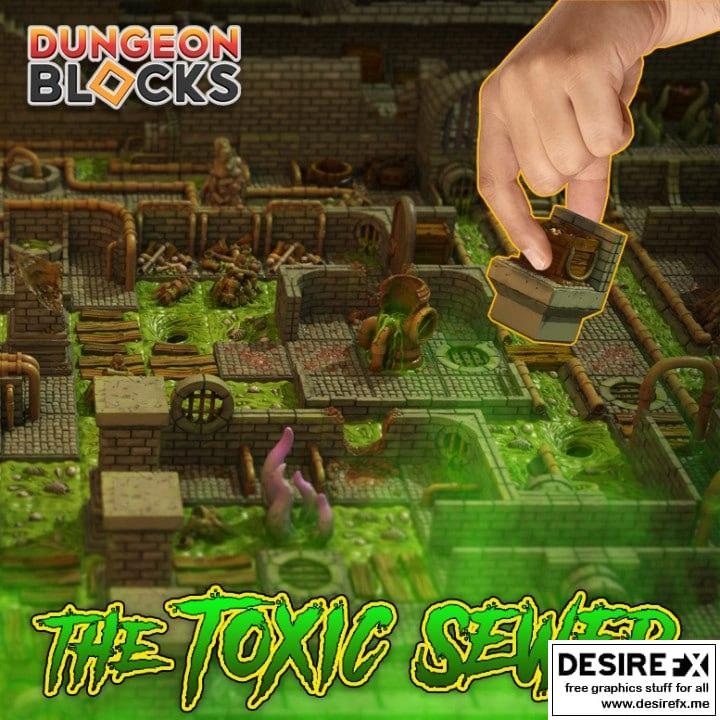 毒 sewer 地下迷宫 3D打印模型|Dungeon Blocks – The Toxic sewer – 3D Print Model STL