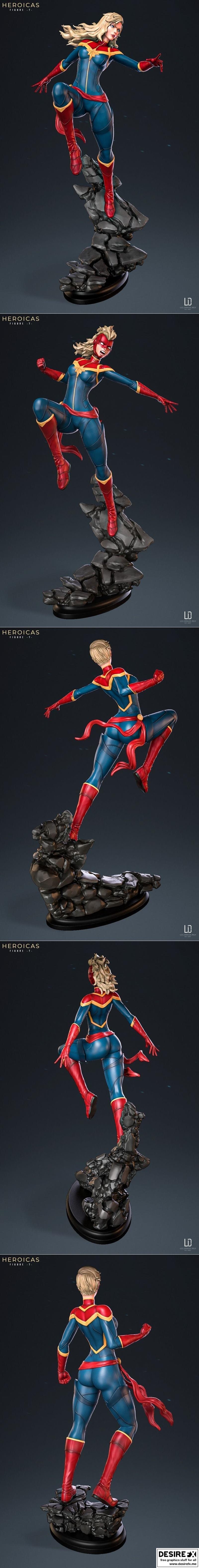 英雄少女 图7 D1 蜜蜂女 3D打印模型|Heroicas – Figure 7 – D1 – Ms Marvel – 3D Print Model STL