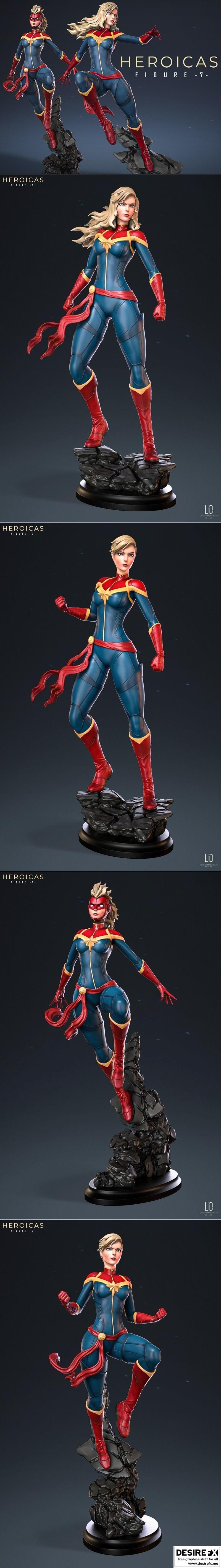 英雄少女 图7 D1 蜜蜂女 3D打印模型|Heroicas – Figure 7 – D1 – Ms Marvel – 3D Print Model STL