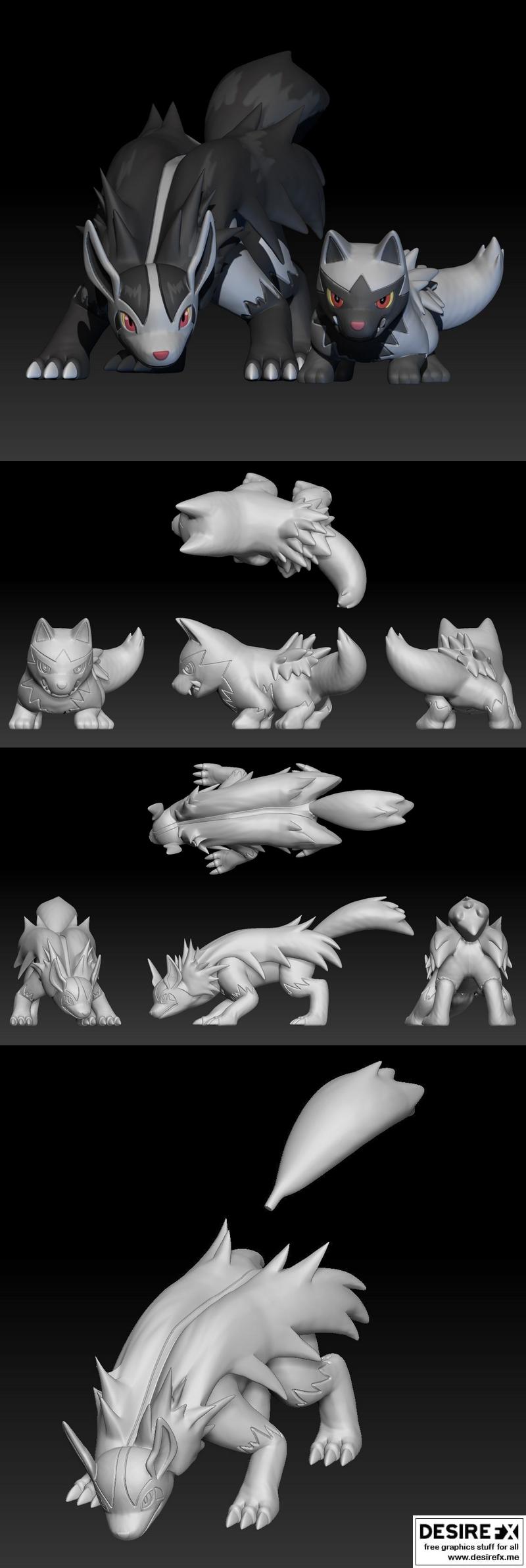 宝可梦小火龙与大岩蛇 3D打印模型|Pokemon Poochyena Mightyena – 3D Print Model