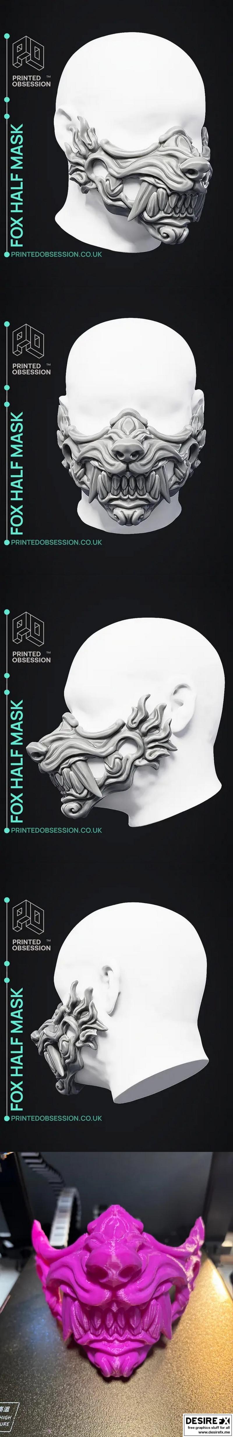 狐族半面罩 3D打印模型|Fox Half Mask – 3D Print Model