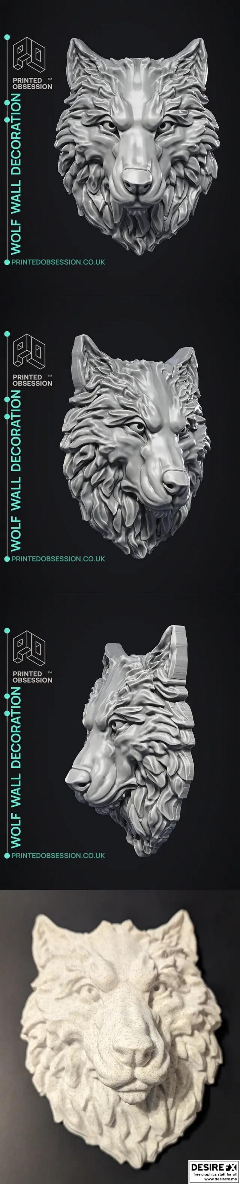 狼主题3D打印装饰模型|Wolf – Wall Decoration – 3D Print Model