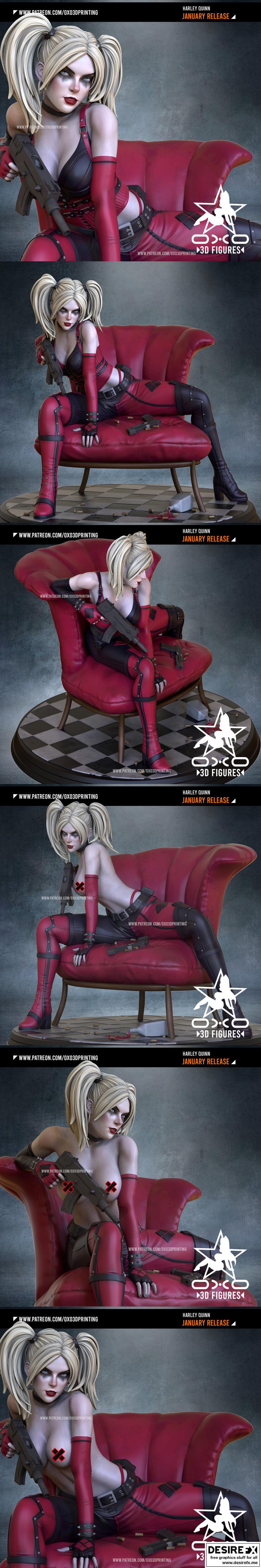 OXO3D - 哈莉·奎因标准款3D打印模型|OXO3D – Harley Quinn Standard and NSFW – 3D Print Model
