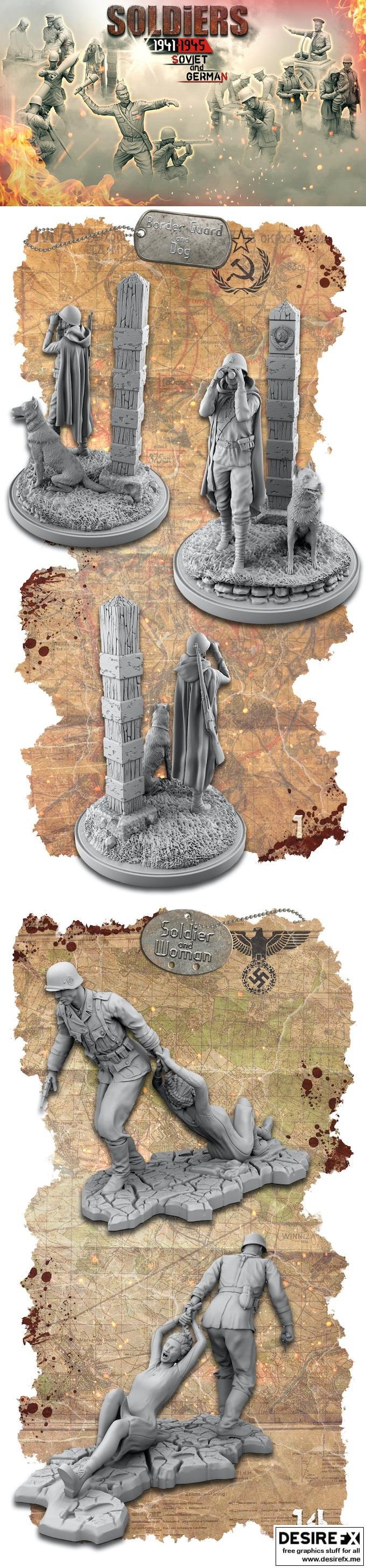 德国与苏联士兵 1941-1945 3D打印模型|Soldiers of Germany and the Soviet Union 1941-1945 – 3D Print Model STL