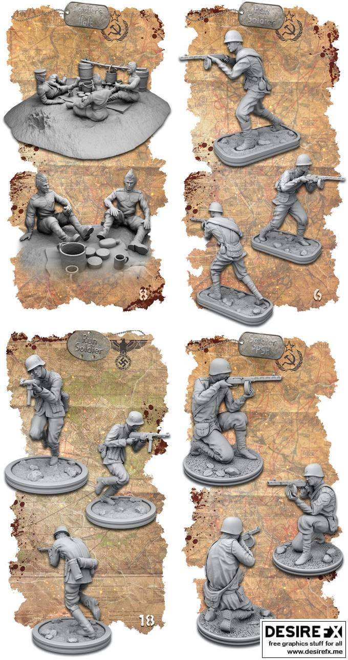 德国与苏联士兵 1941-1945 3D打印模型|Soldiers of Germany and the Soviet Union 1941-1945 – 3D Print Model STL