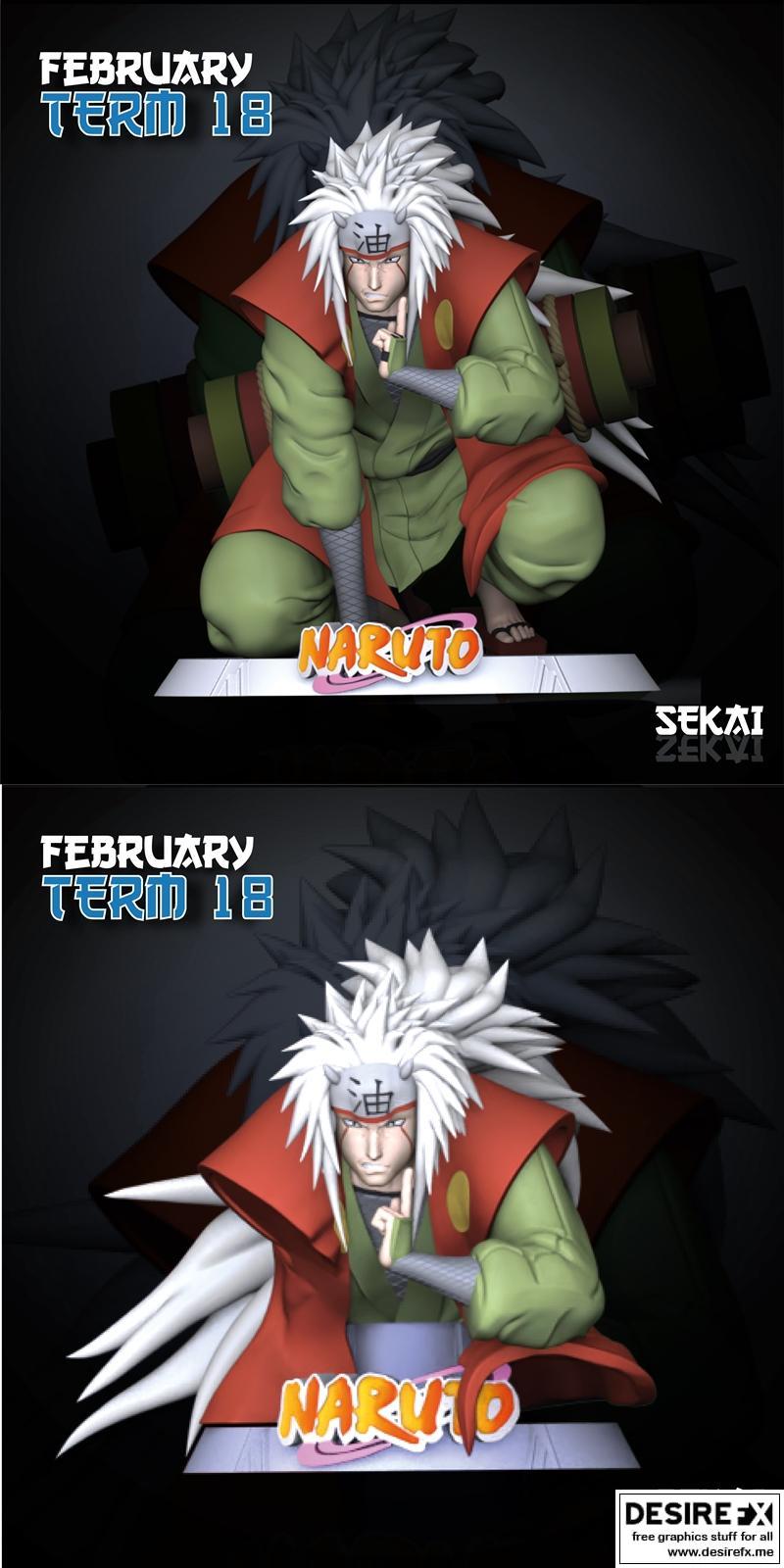 世界——日向雏田3D打印模型|Sekai – Jiraiya Sculpture and Bust – 3D Print Model STL