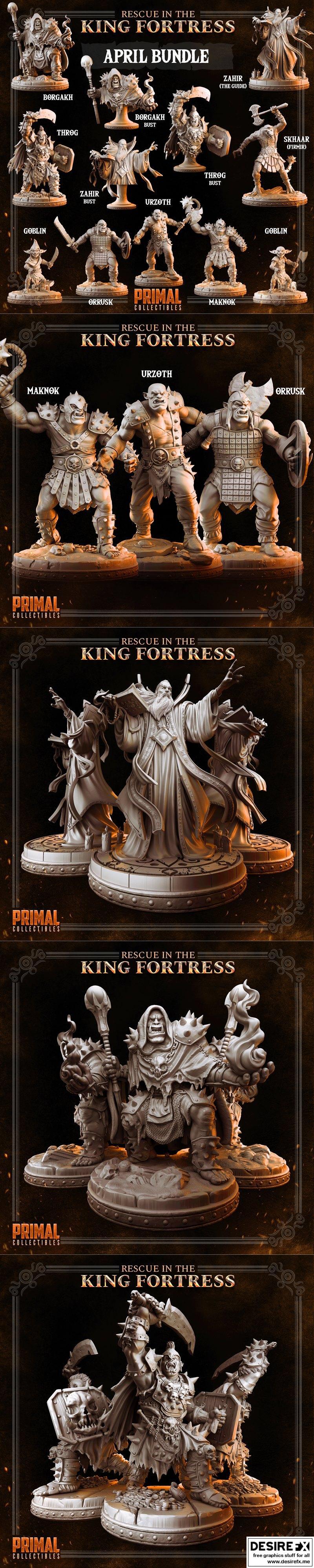 原始标题信息解析：  
- 工作室名称：Primal Collectibles  
- 作品名称：Rescue in The King Fortress  
- 角色名称：未明确（作品名称本身可能为事件或场景名）  
- 附加信息：3D打印模型（STL格式）

重点提取：  
“Rescue in The King Fortress” 是一个场景或事件名称，结合“3D打印模型”这一属性，应突出其来源（作品/场景）与实物形式（3D模型）。

中文标题拟定原则：  
1. 保留作品名称的意境与关键词（“国王要塞”、“救援”）  
2. 结合3D打印模型的属性，体现“可打印”“模型”  
3. 语言简洁、自然、符合中文用户阅读习惯  

最终中文标题：  
国王要塞救援场景3D打印模型|Primal Collectibles – Rescue in The King Fortress – 3D Print Model STL