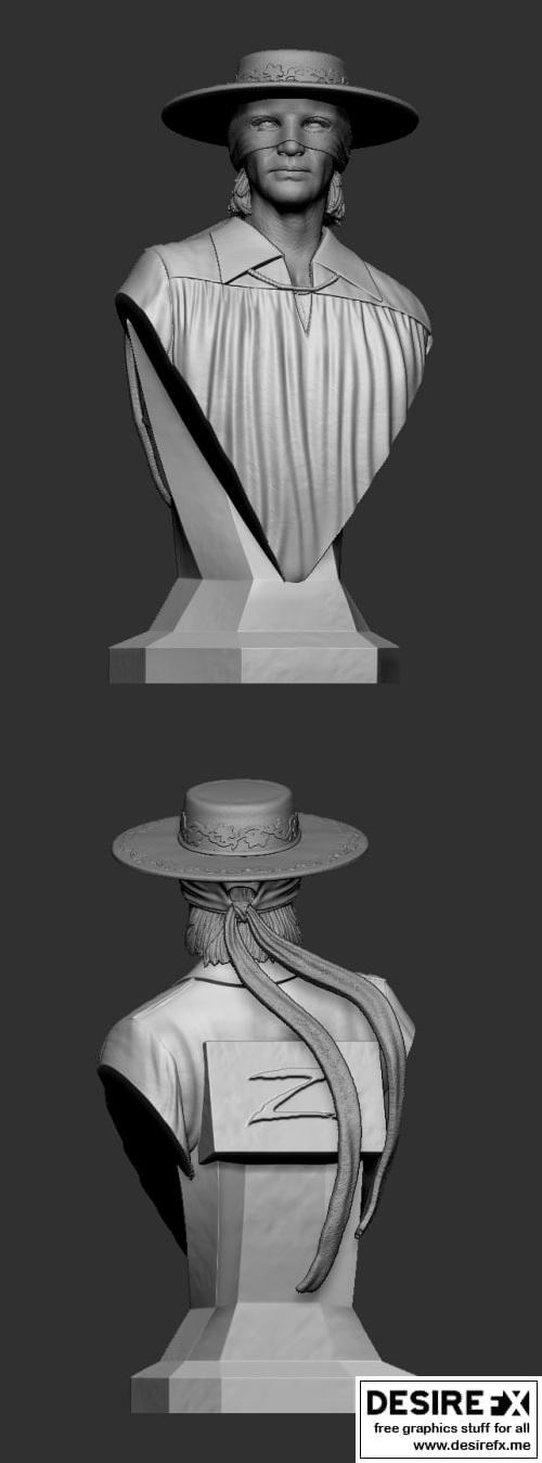 Zorro模型3D打印版|Zorro Bust – 3D Print Model