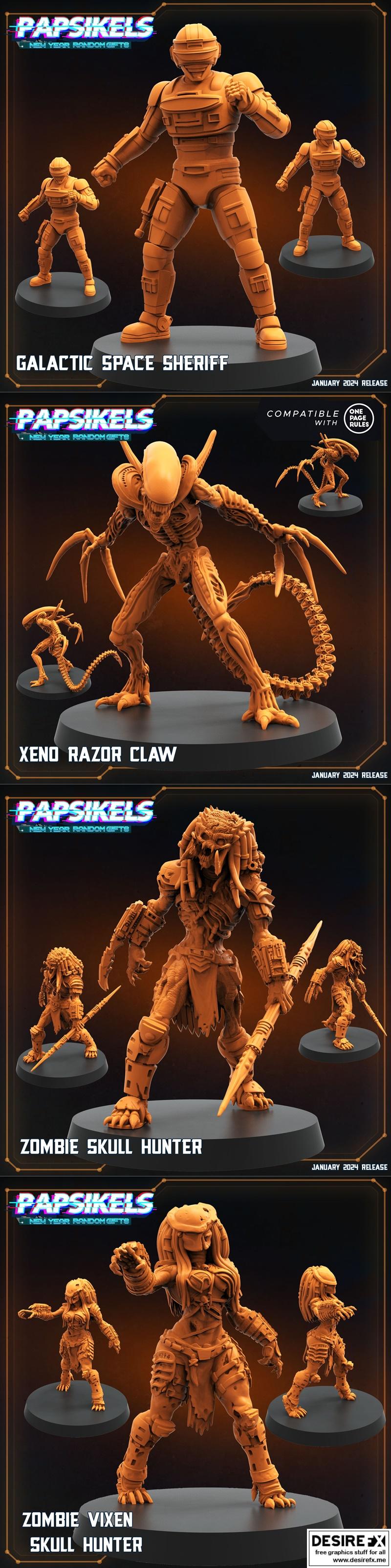 Papsikels迷你模型 - 2024年1月增补包 - 3D打印模型STL|Papsikels Miniatures – Bonus Pack January 2024 – 3D Print Model STL