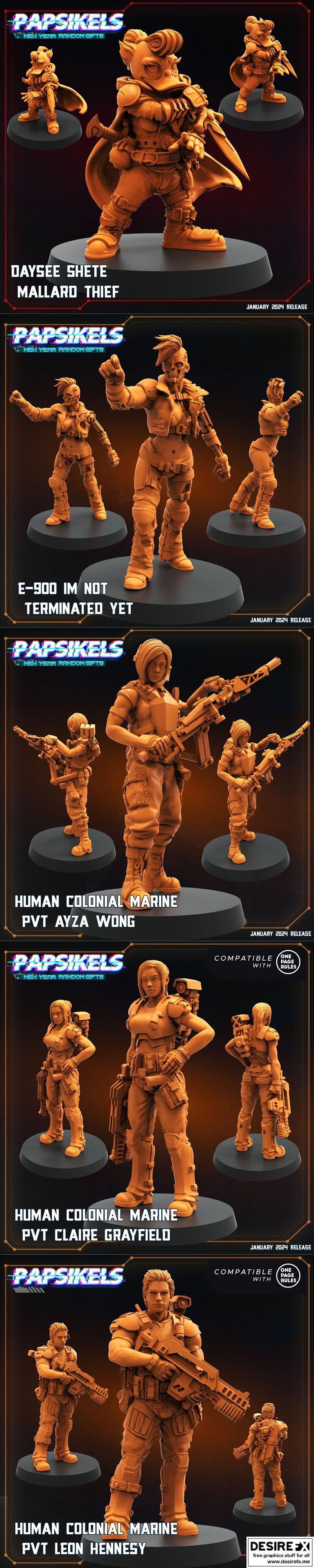 Papsikels迷你模型 - 2024年1月增补包 - 3D打印模型STL|Papsikels Miniatures – Bonus Pack January 2024 – 3D Print Model STL