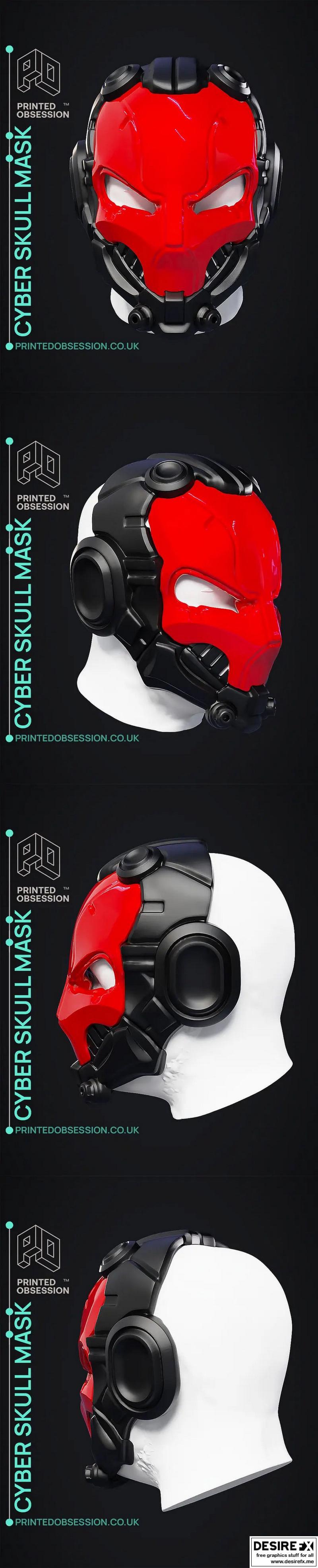 赛博骷髅面具 - 3D打印模型|Cyber Skull Mask – 3D Print Model