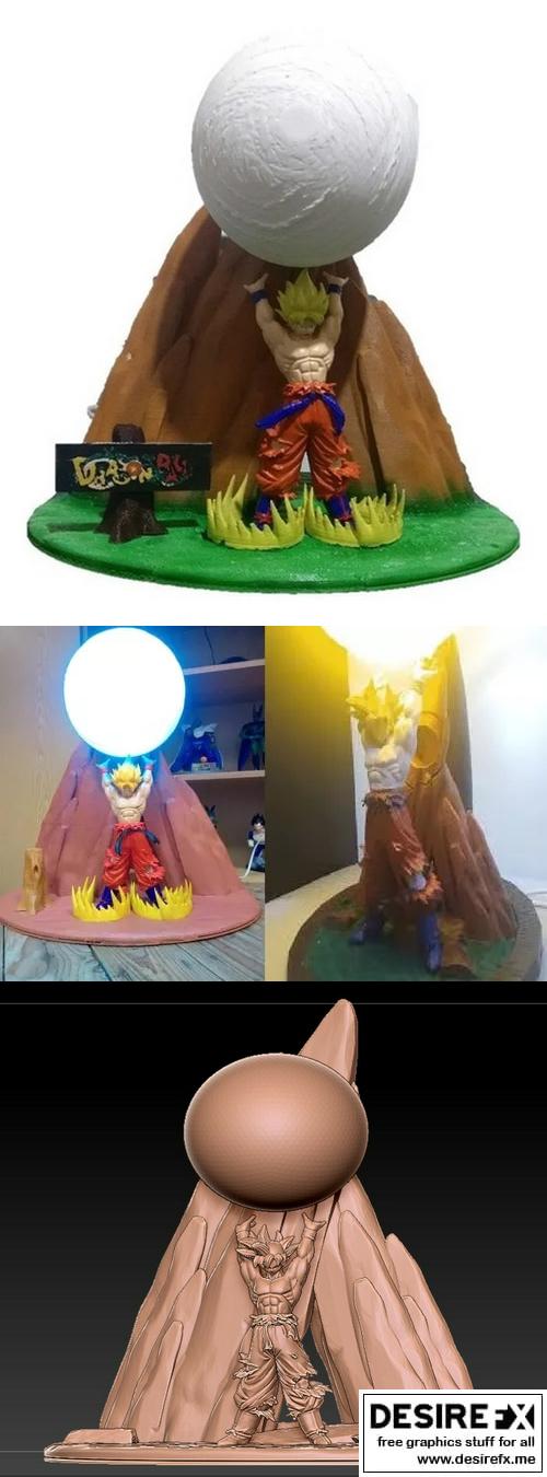 悟空 Genkidama 3D打印灯模型|Goku Genkidama Lamp – 3D Print Model