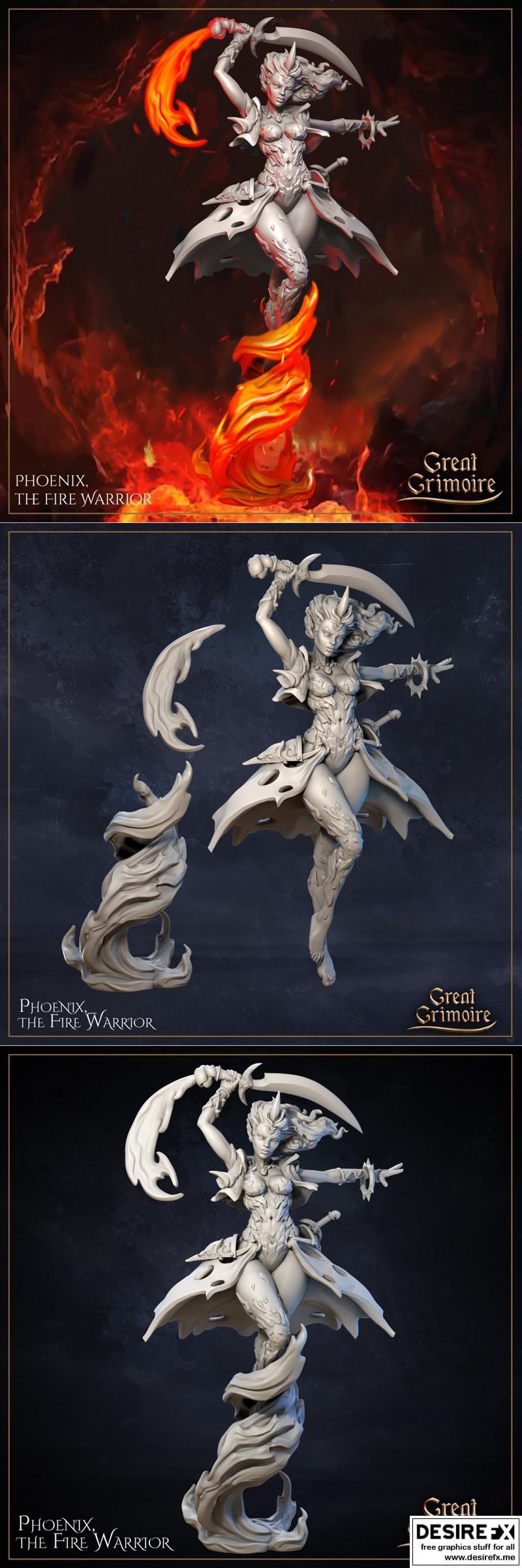 火之战士菲尼克斯——3D打印模型|Great Grimoire – Phoenix the Fire Warrior – 3D Print Model STL