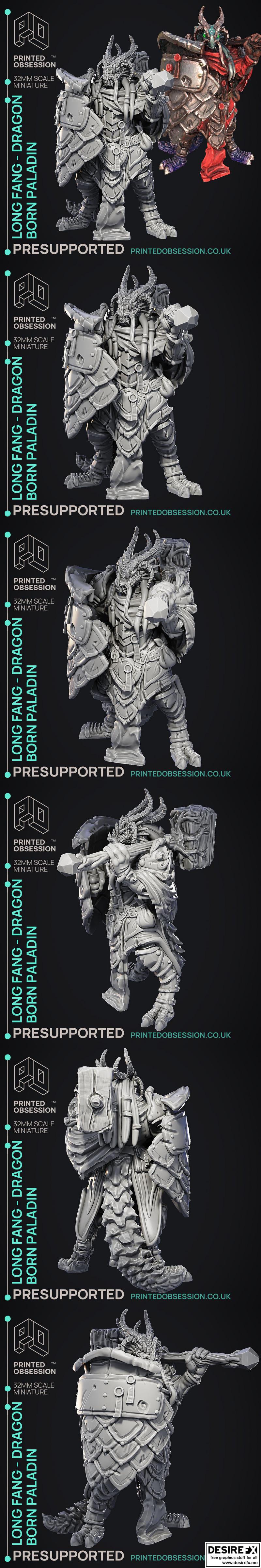 龙魂战 Paladin 3D打印模型|Long Fang – Dragon Born Paladin – 3D Print Model