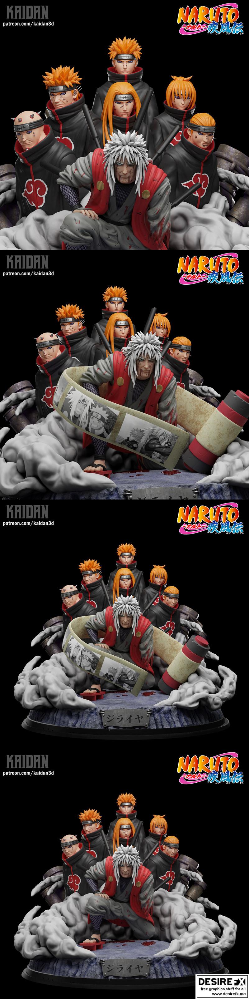 三彩打印模型：鸣人 x 西特痛苦之路|Multiple Figure – Jiraiya x Sith Paths of Pain – 3D Print Model