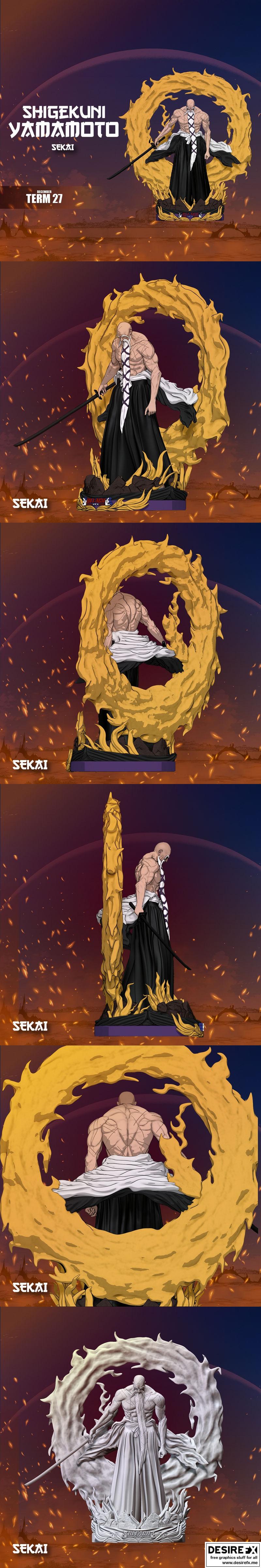 山本五郎3D打印模型|Shigekuni Yamamoto Statue and Bust – 3D Print Model