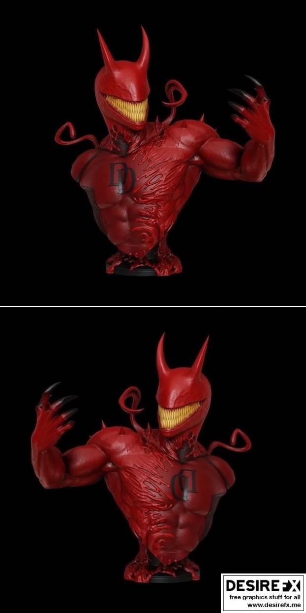 狂暴斗士3D打印模型|Carnage Daredevil Bust – 3D Print Model STL