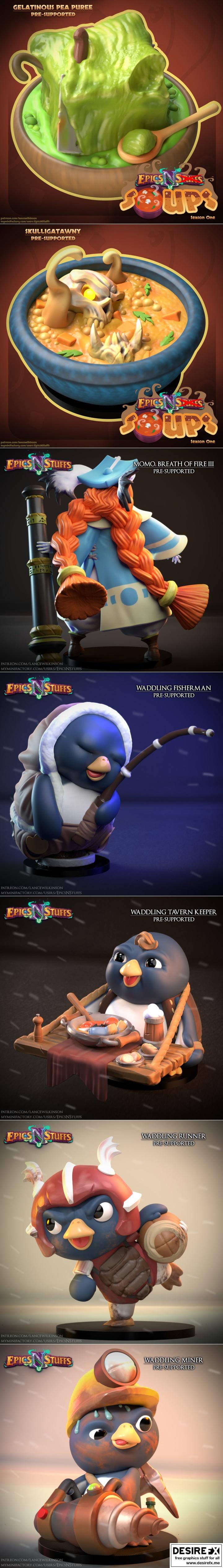 Epics N Stuffs 2023二月3D打印模型：动漫游戏角色收藏集|Epics N Stuffs February 2023 – 3D Print Model STL