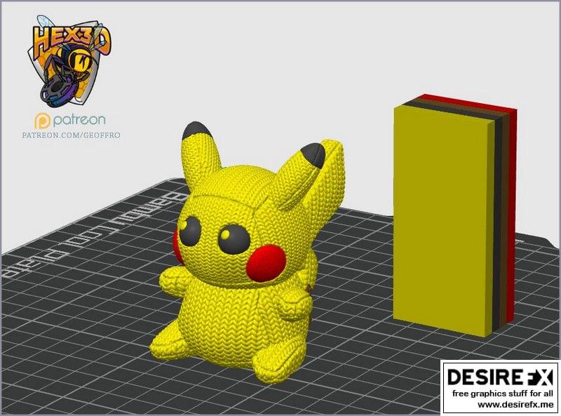 Hex3D - 可打印针织小熊维尼模型|Hex3D – Knitted Pikachu – 3D Print Model