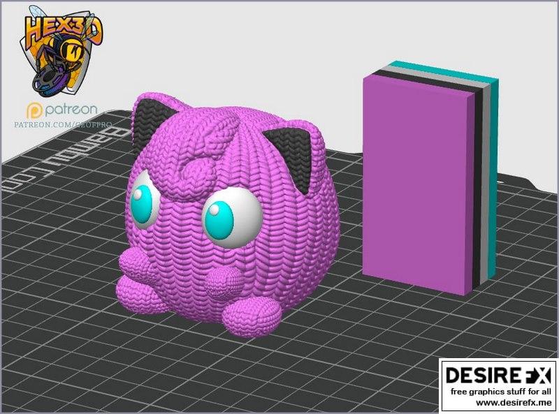 Hex3D - 可爱毛绒弹跳造型 - 3D打印模型|Hex3D – Knitted Jiggly Puff – 3D Print Model