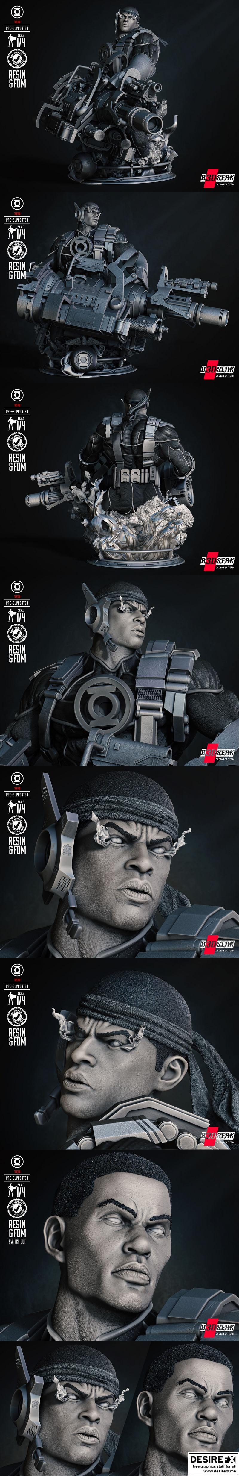 B3DSERK – Green lantern Bust – 3D Print Model