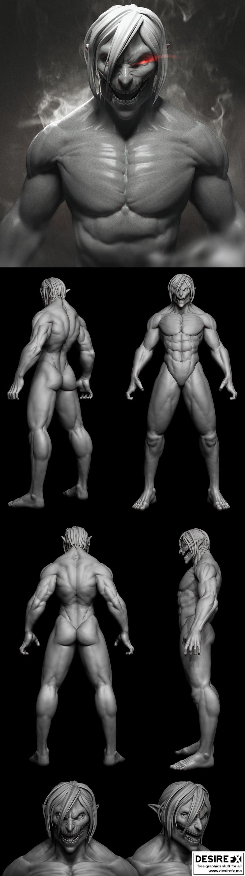 《进击的巨人 3D打印模型：艾伦·耶格尔》|Attack on Titan – Eren Yeager – 3D Print Model
