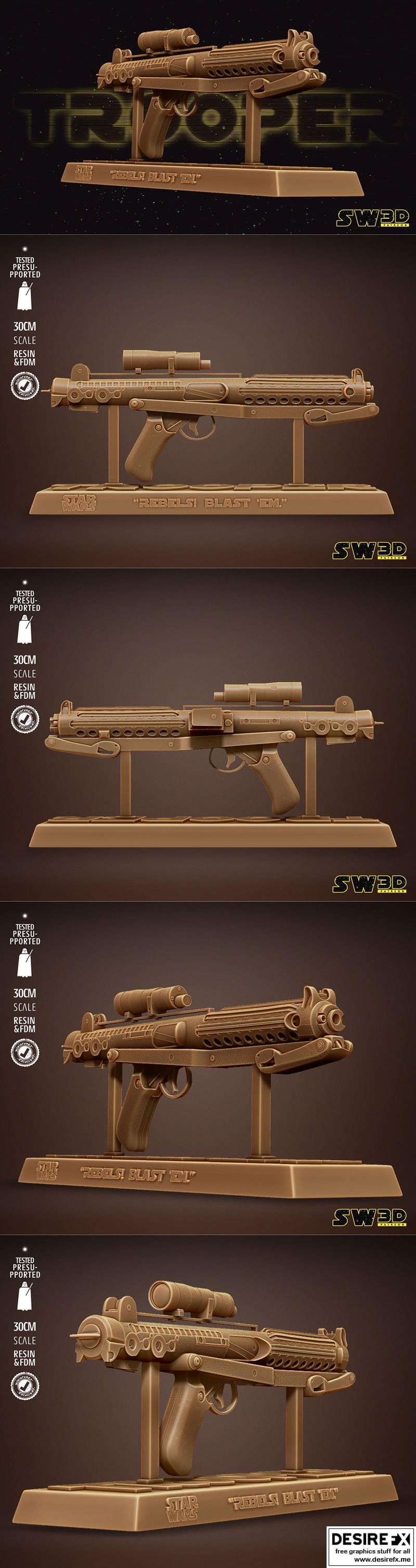 星球大战 E-11蓝星炮 3D打印模型|Star Wars – Blaster E-11 Sculpture – 3D Print Model STL