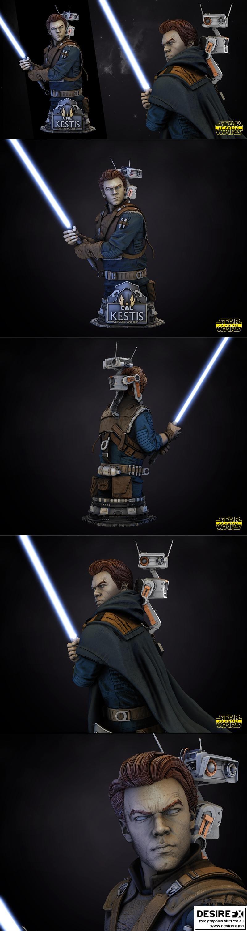 星球大战 卡拉·凯斯蒂斯 3D打印模型|Star Wars – Cal Kestis Bust – 3D Print Model STL