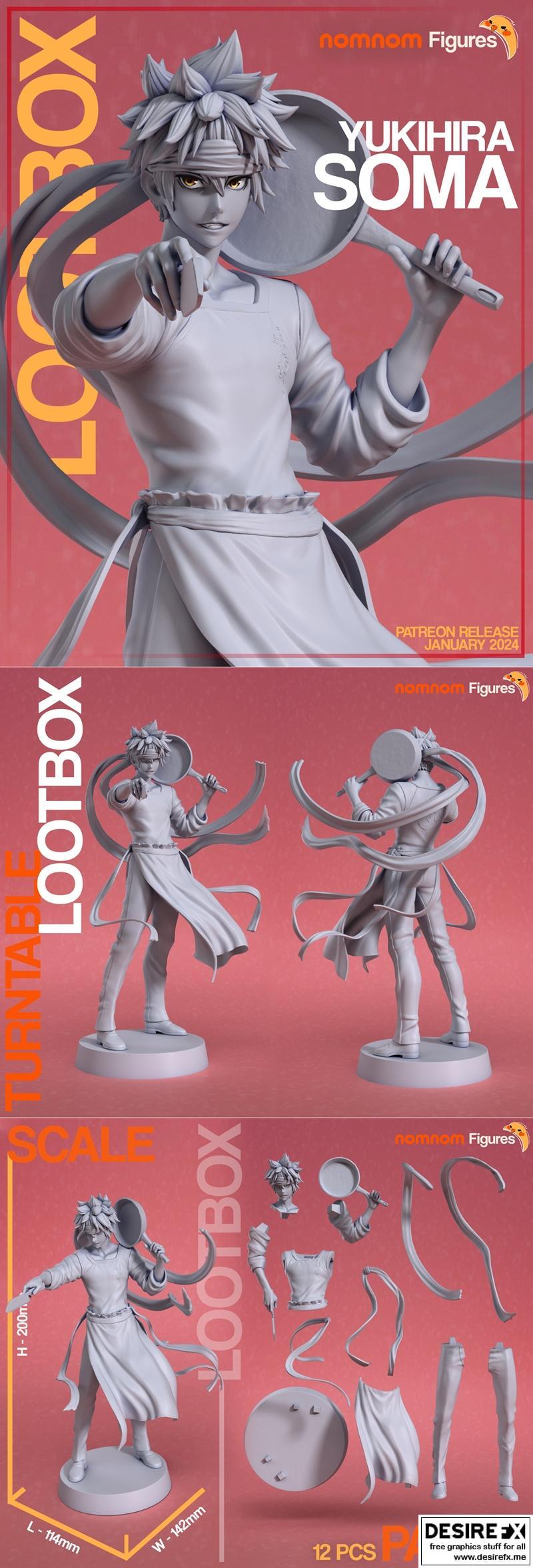 Soma厨神系列 - 福原樱 - 3D打印模型|Nomnom Figures – Soma Yukihira – Shokugeki no Soma – 3D Print Model STL