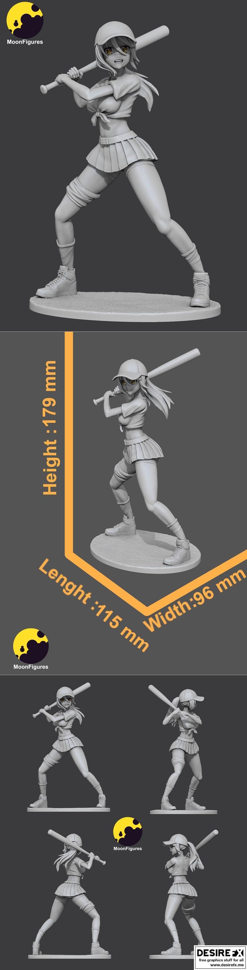 月之女神——棒球少女 3D打印模型|Moon Figures – Baseball Girl – 3D Print Model STL