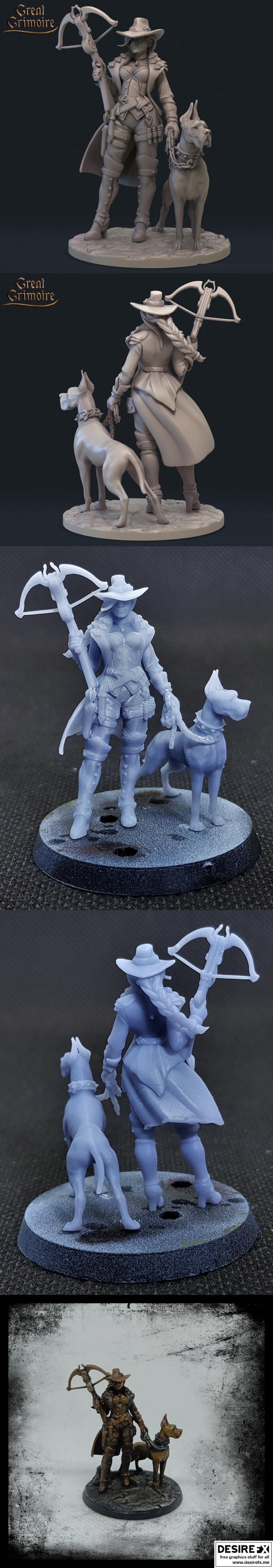 达娜与狗狗 3D打印模型|Dana with Dog – 3D Print Model